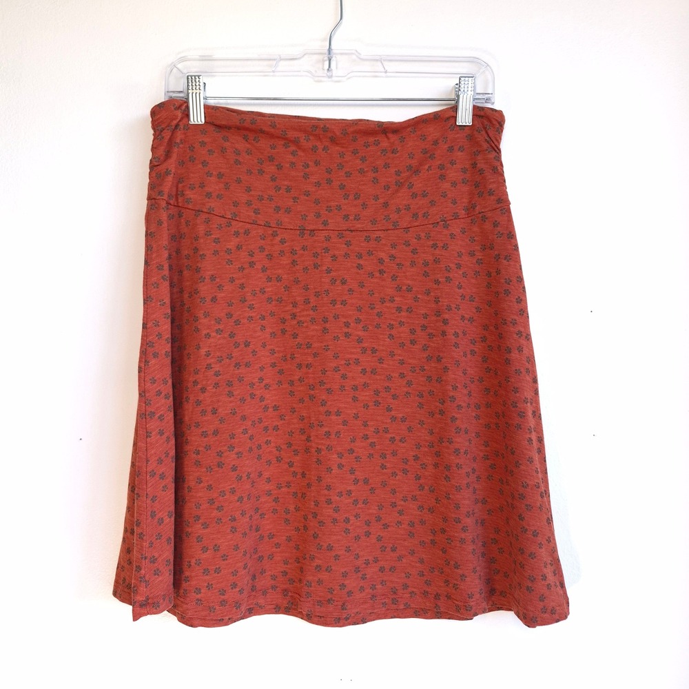 Toad&Co Chaka Skirt Rust Orange Floral Clover Print M Boho Casual Sustainable
